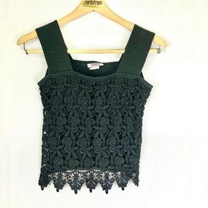 Vejaiz Womens Black Lace Floral Tank Top
